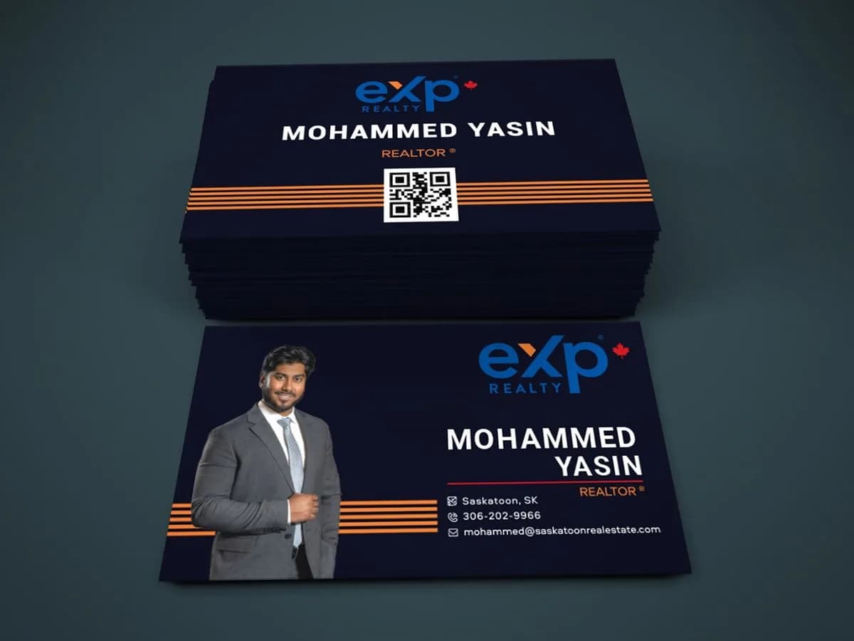 Premium black eXp Realty business cards printed by True Color, Saskatoon