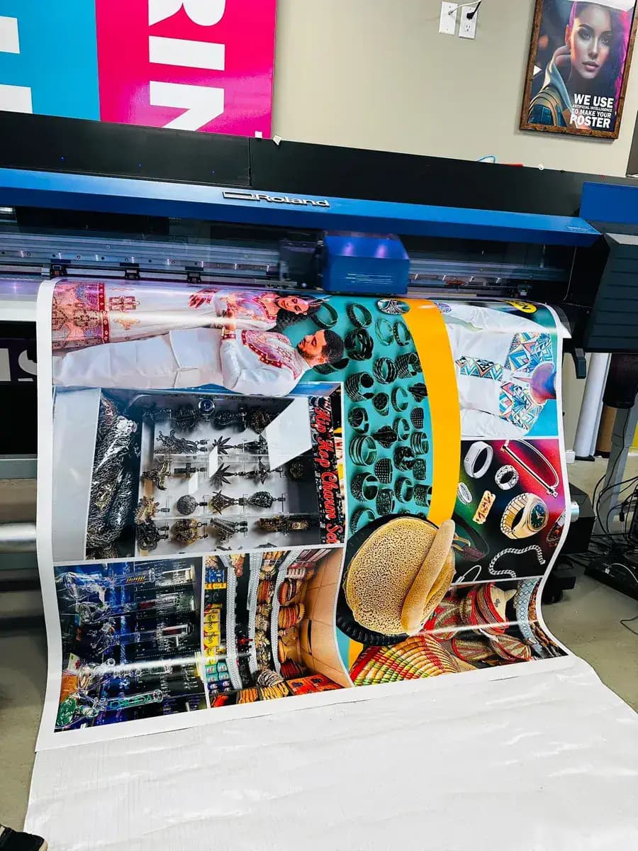Roland TrueVIS large-format printer in action at True Color Display Printing, Saskatoon